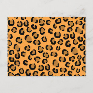 Orange, svart och brun leopardtrycksmönster. vykort