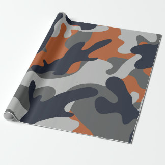 Orange, svart och Grått-kamouflage Stil Presentpapper