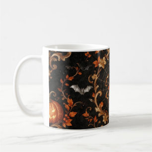 Orange Svart Och Guld Gotisk Halloween Mugg Med Ro