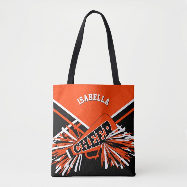 Orange, svart och vit Cheerleader-design Tygkasse (Framsida)