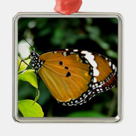 Orange, svart och vit fjäril på Löv Julgransprydnad Metall