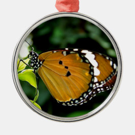 Orange, svart och vit fjäril på Löv Julgransprydnad Metall