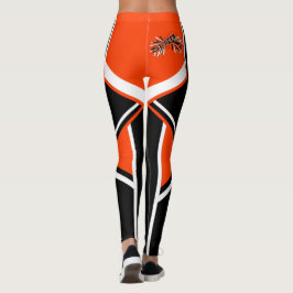 Orange, svart och vit krackledare Megafon Leggings