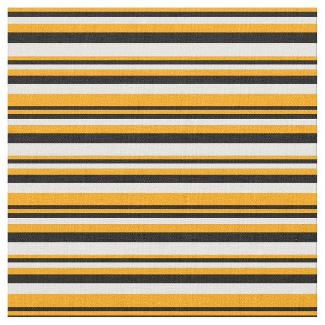 Orange, svart och vit stripe/vit Mönster Tyg (Närbild)