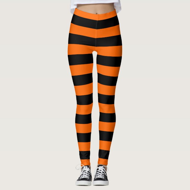 Orange/Svart Rand Leggings (Framsida)