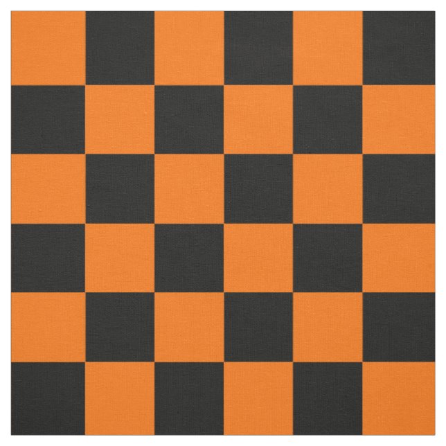 Orange svart rutig kontrollmönster tyg (Provkarta)