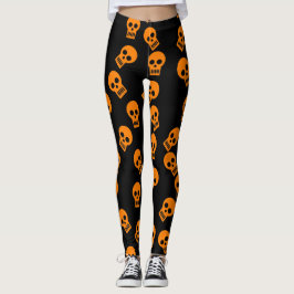 Orange/svart skallekonfettidamasker leggings