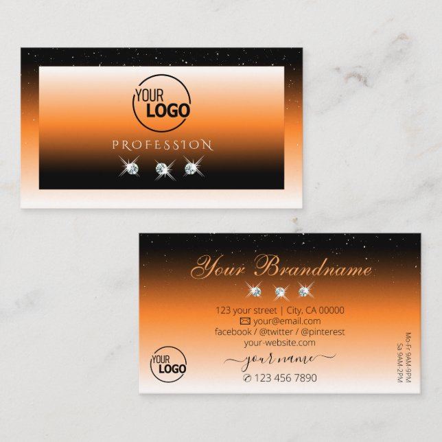 Orange Svart tonerstryck med Logotyp Visitkort (Fram/baksida)