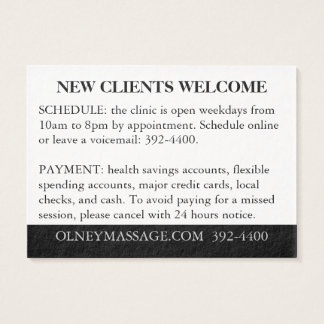 Orange, svart, vit för massage och estetik visitkort