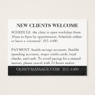 Orange, svart, vit för massage och Esthetics Visitkort