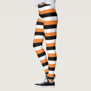 Orange, svart, vit Rand Leggings