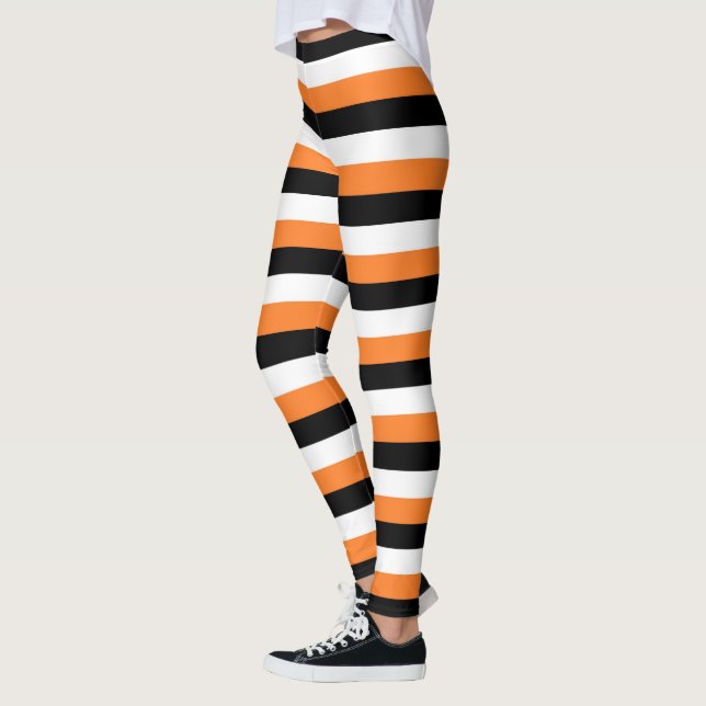Orange, svart, vit Rand Leggings (Vänster)