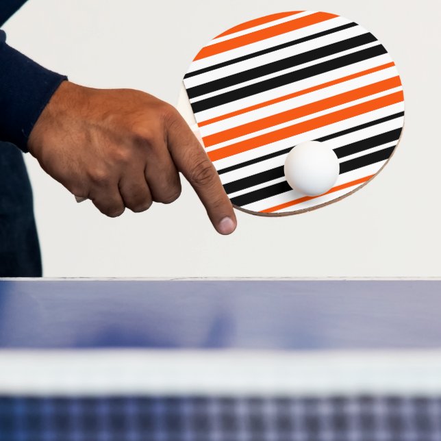 Orange Svart Vit Ränder Mönster Design  Pingisracket (Insitu)