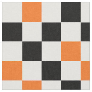 Orange Svart Vit Rutig Mönsterdesign Tyg