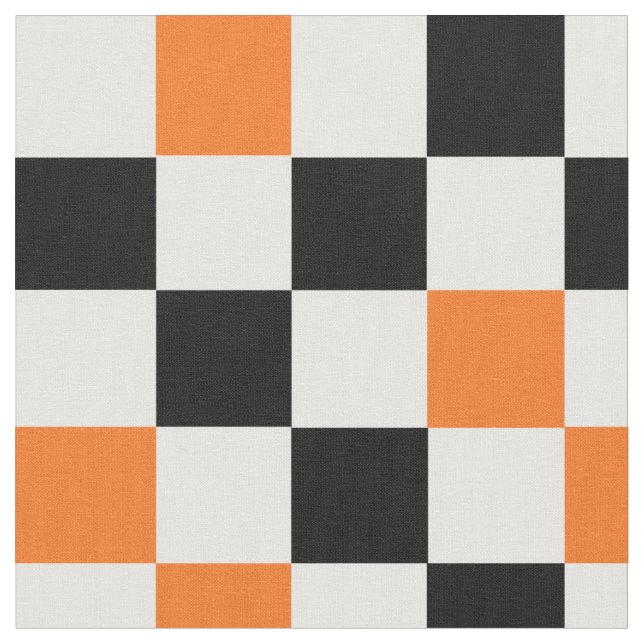 Orange Svart Vit Rutig Mönsterdesign  Tyg (Närbild)