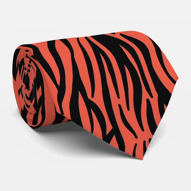 Orange Svart Zebra ränder Färgfläckig Mönster - Fa Slips (Rullad)