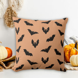 Orange Svarta Kusliga Fladdermöss Vintage Hallowee Kudde