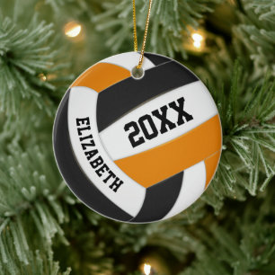 orange, svarta pojkar färger volleyball julgransprydnad keramik