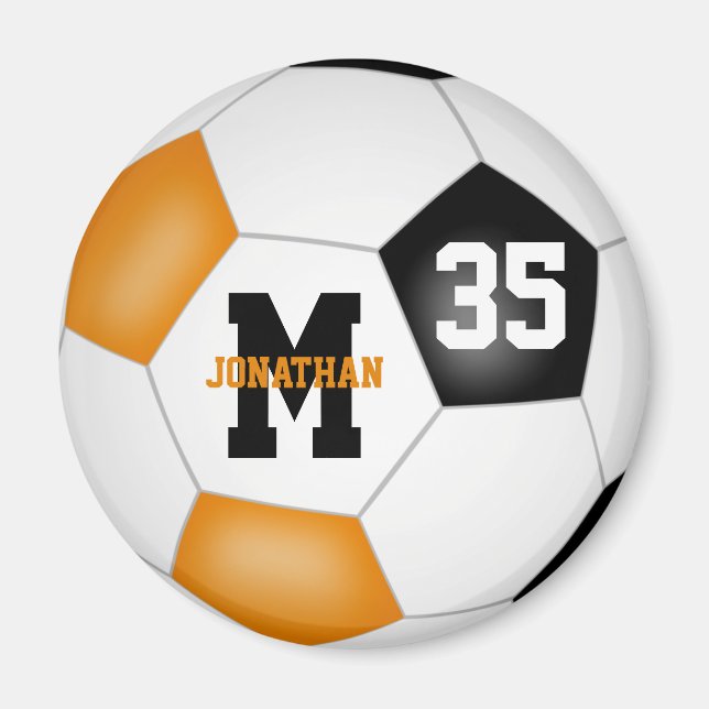 orange, svarta pojkar, fotbollslag färg magnet (Framsidan)