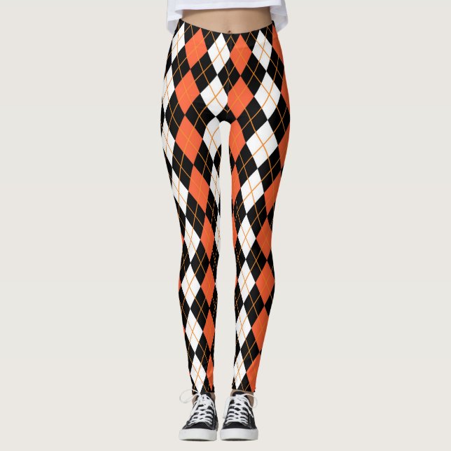 Orange Svartvit argyllendiameter, design Leggings (Framsida)