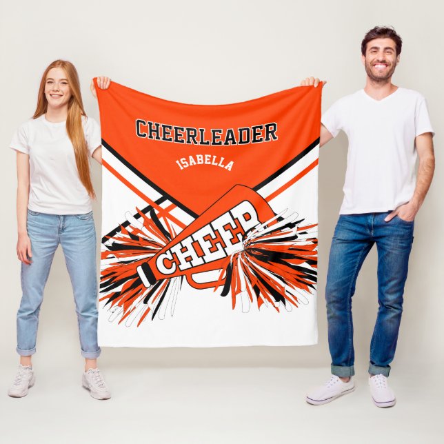 Orange, svartvitt 📣 CheerLedare Fleecefilt (På plats)