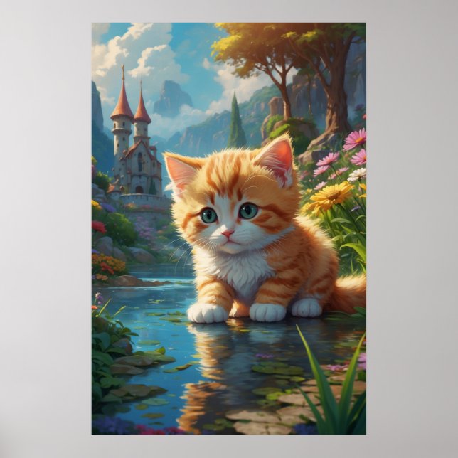 *~* Orange Sweet AP68 2:3 Kitten Cute Tabby Poster (Framsidan)