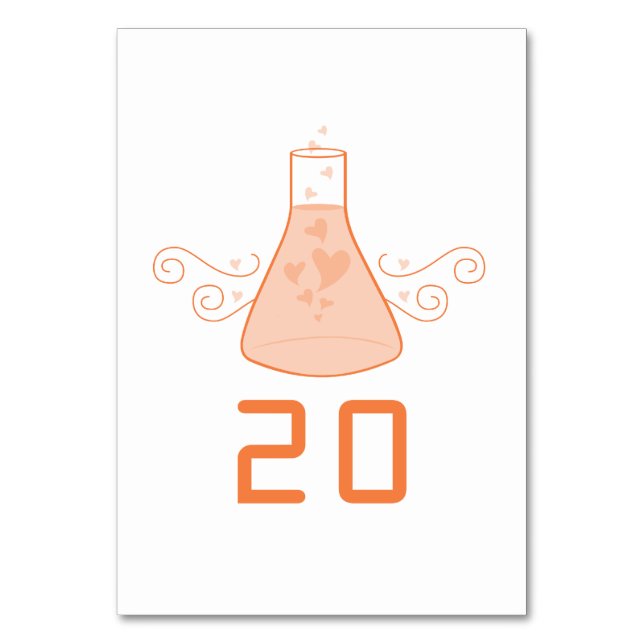 Orange Sweet Chemistry Bröllop Bord Card Bordsnummer (Framsidan)