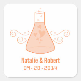 Orange Sweet Chemistry Wedding Stickers Fyrkantigt Klistermärke