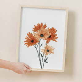 Orange Sweet Cosmos Flower Nursery Decor Poster