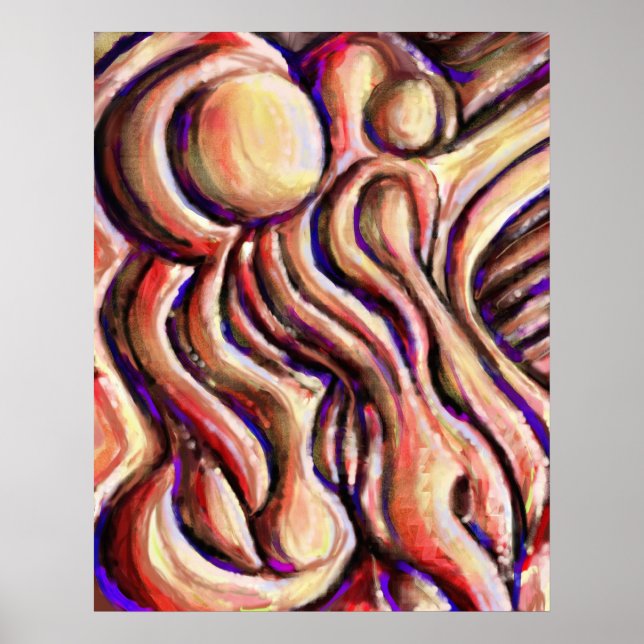 Orange Swirl- abstract digital painting Poster (Framsidan)