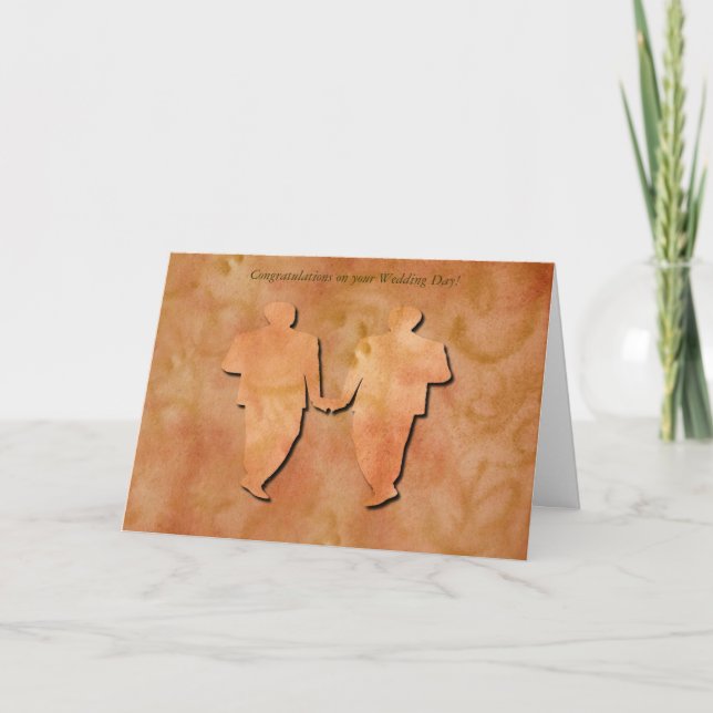Orange Swirl Gay Bröllop Card Kort (Framsida)