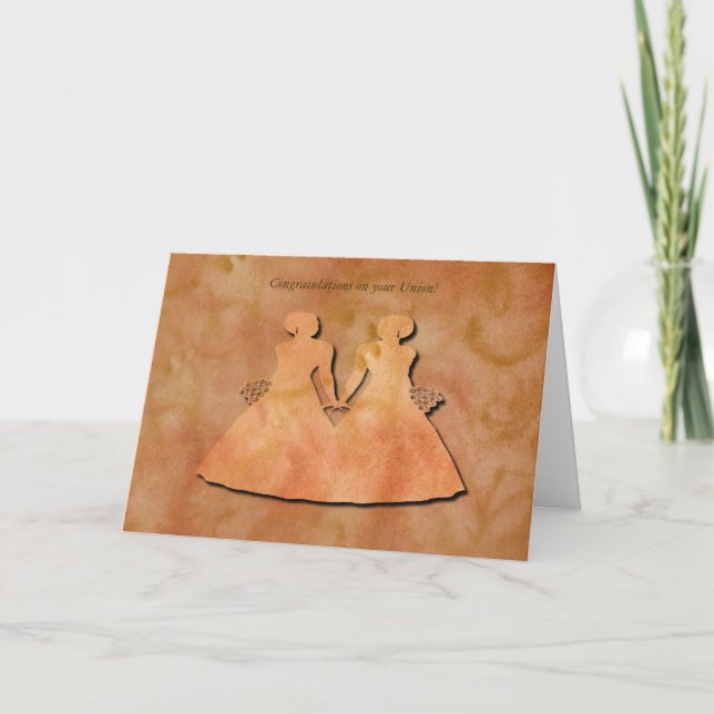 Orange Swirl Lesbisk Civil Union Card Kort (Framsida)