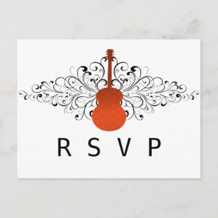 Orange Swirls Guitar OSA Postcard Inbjudan Vykort