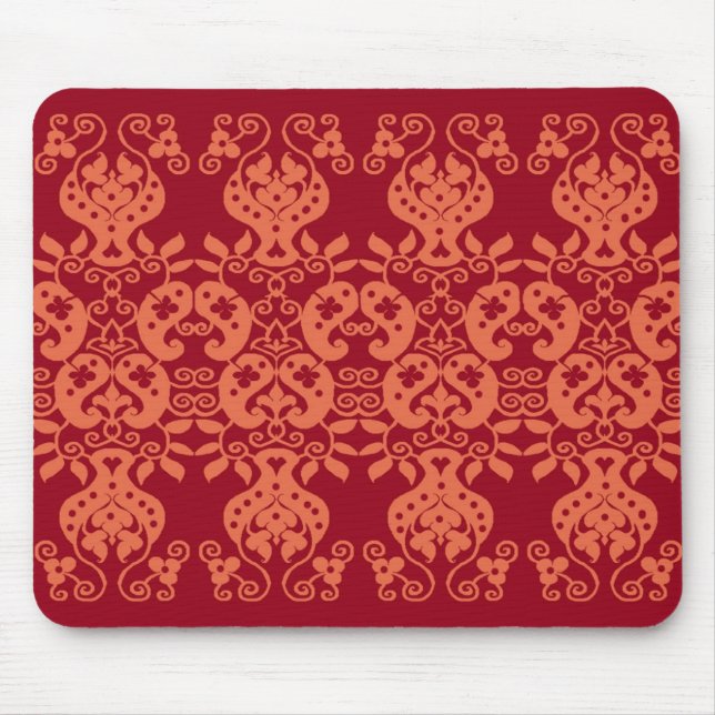 Orange Swirls&Paisley dekorativ mönstermousepad Musmatta (Framsidan)