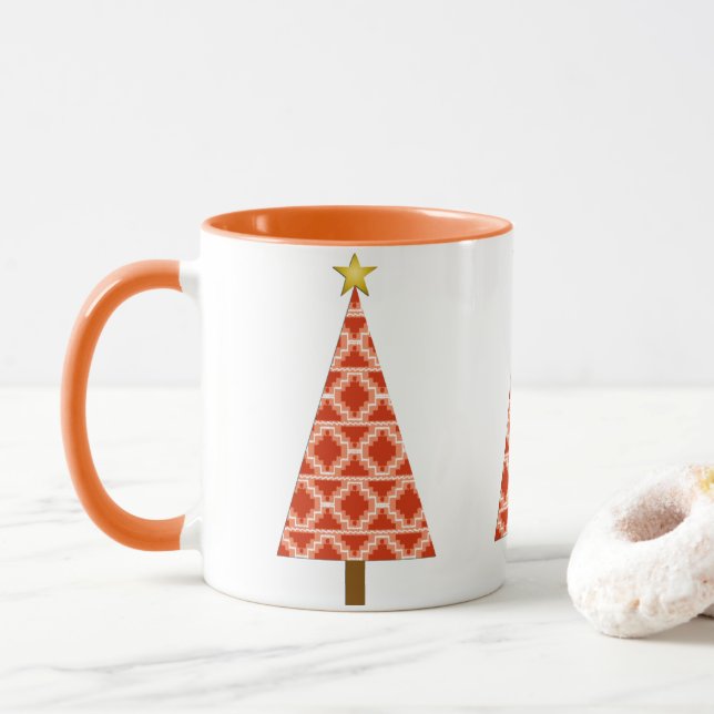 Orange Sydvästra Mönster Julgran Mugg (Med munk)