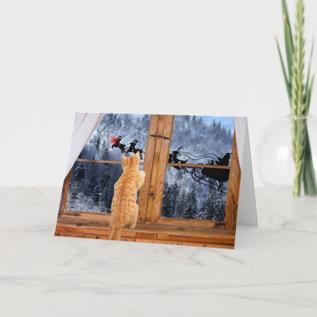 Orange tabb med röd prick jul helgkort (Framsida)