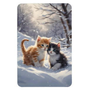 Orange Tabbby Grått och Vita kattkylskåp Magnet