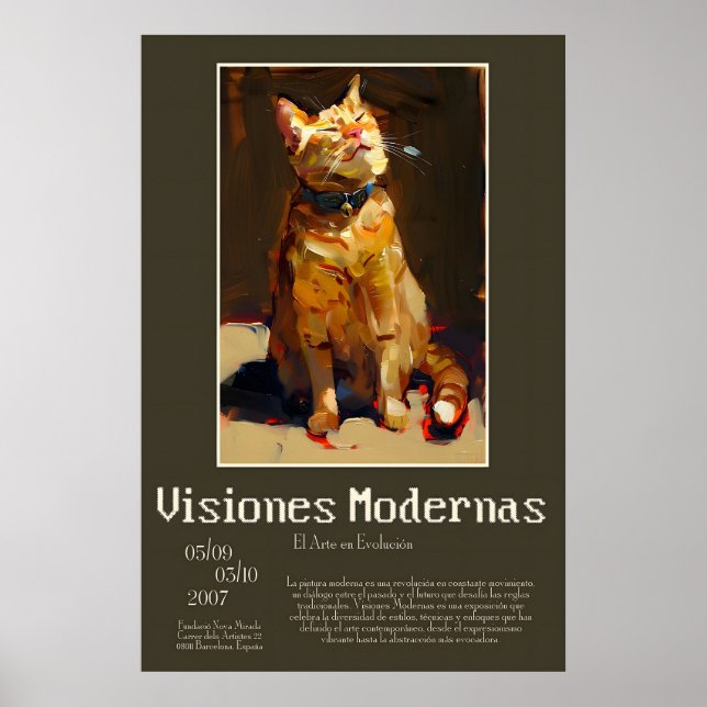 Orange Tabby Cat Art Print Expressionist Animal Poster (Framsidan)