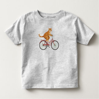 Orange Tabby Cat on a Bicycle - Vintage Embroidery T Shirt