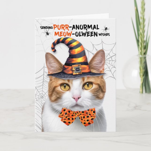 Orange Tabby Halloween Cat PURRanormal MEOWolween Helgkort (Framsida)