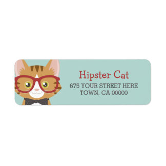 Orange Tabby Hipster Cat Kids Returadress Etikett