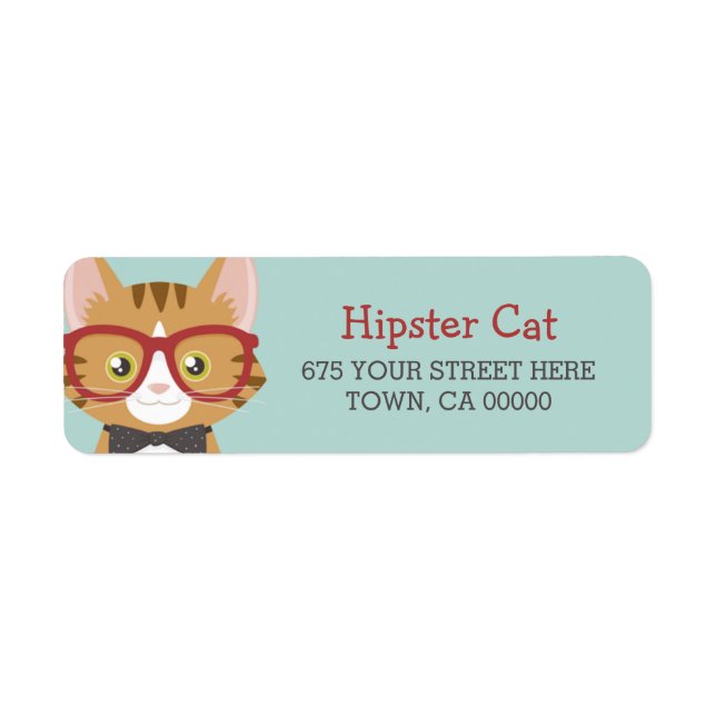 Orange Tabby Hipster Cat Kids Returadress Etikett (Framsidan)