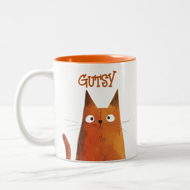 Orange Tabby Illustration Cat Namn Två-Tonad Mugg (Vänster)