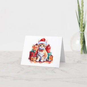 Orange Tabby Jul Tomte Kittel, Gåvor BLANK Helgkort
