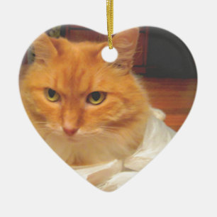 Orange Tabby Julgransprydnad Keramik