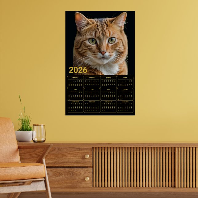 Orange Tabby Katt 2026 Kalender Poster (Vardagsrum 2)