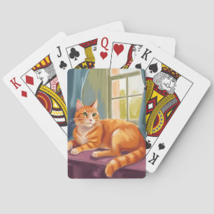 Orange Tabby Katt Akvarell Husdjur Småbild Casinokort