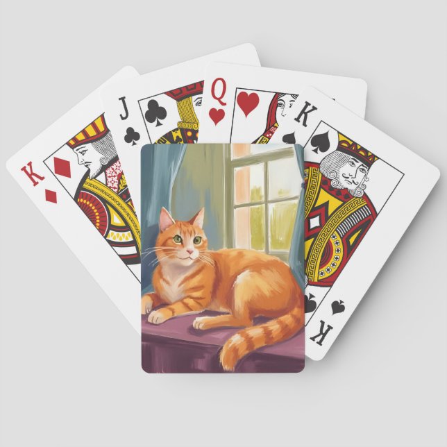 Orange Tabby Katt | Akvarell Husdjur Småbild Casinokort (Baksidan)