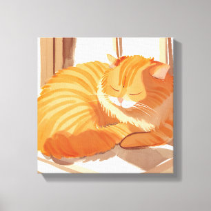 Orange Tabby Katt Akvarellmålning Canvastryck