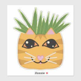 Orange Tabby katt Aloe Plant Planter Sticker Klistermärken